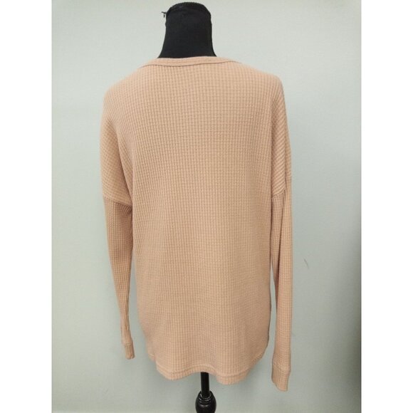 Women's Peach Scoop Neck Sweater Size Large Thermal Waffle Knit Look - Picture 3 of 5